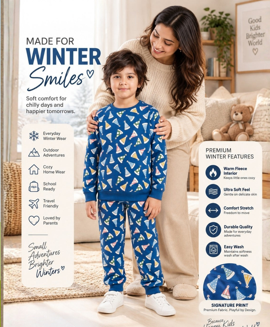 PARTY CAPS BLUE FLEECE SWEATSHIRT JOGGER SET -BLUE