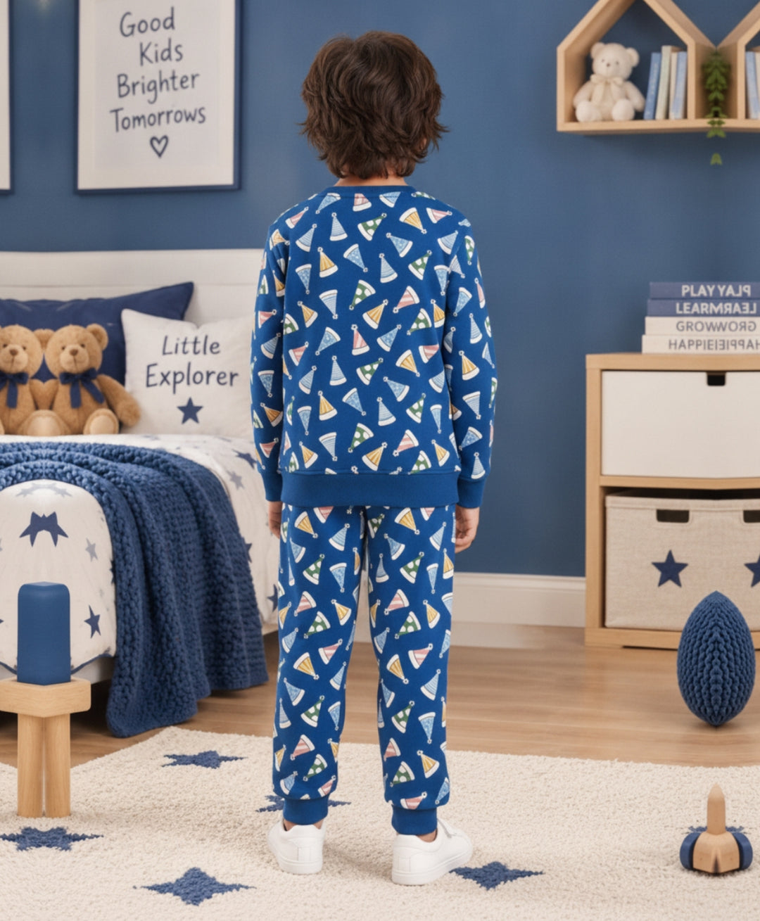 PARTY CAPS BLUE FLEECE SWEATSHIRT JOGGER SET -BLUE