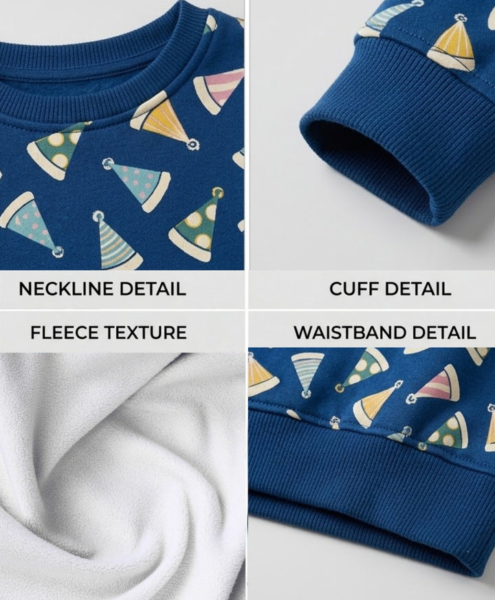 PARTY CAPS BLUE FLEECE SWEATSHIRT JOGGER SET -BLUE