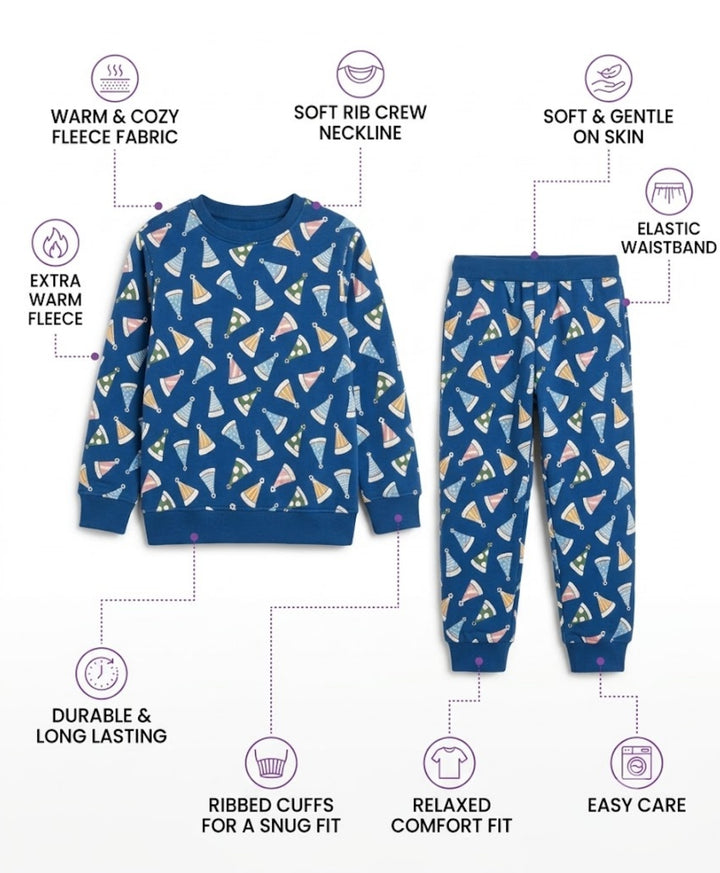 PARTY CAPS BLUE FLEECE SWEATSHIRT JOGGER SET -BLUE