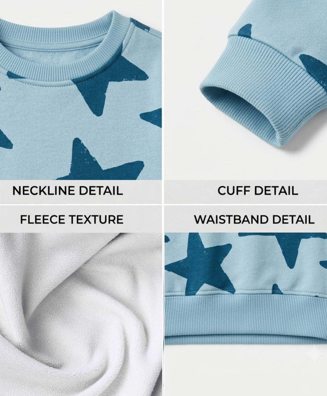 BLUE STARS FLEECE SWEATSHIRT JOGGER SET - BLUE