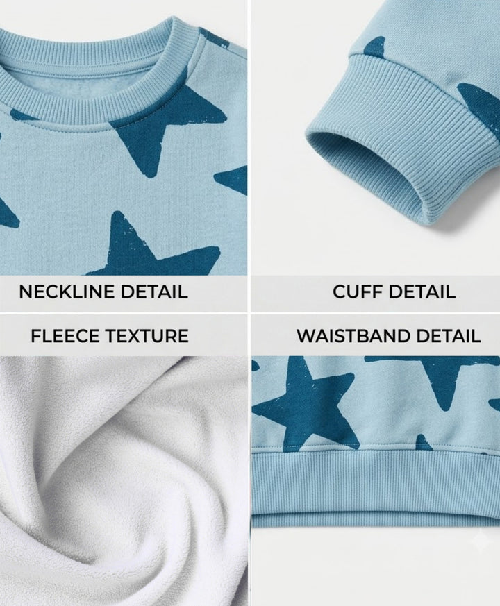 BLUE STARS FLEECE SWEATSHIRT JOGGER SET - BLUE
