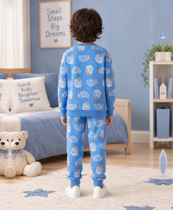 HEDGEHOG FLEECE SWEATSHIRT JOGGER SET  - SKY
