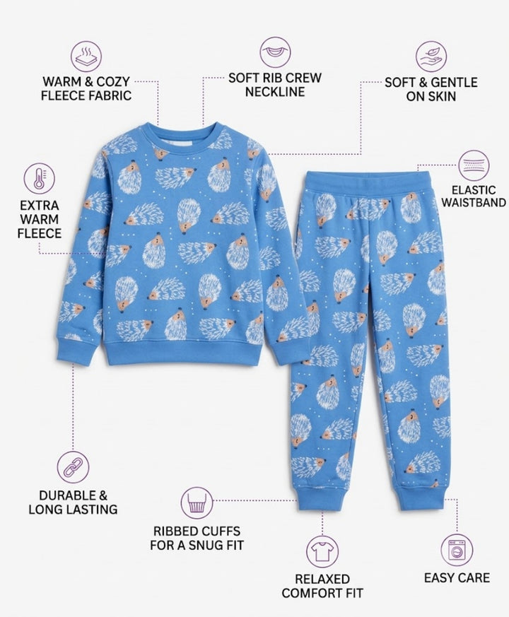 HEDGEHOG FLEECE SWEATSHIRT JOGGER SET  - SKY
