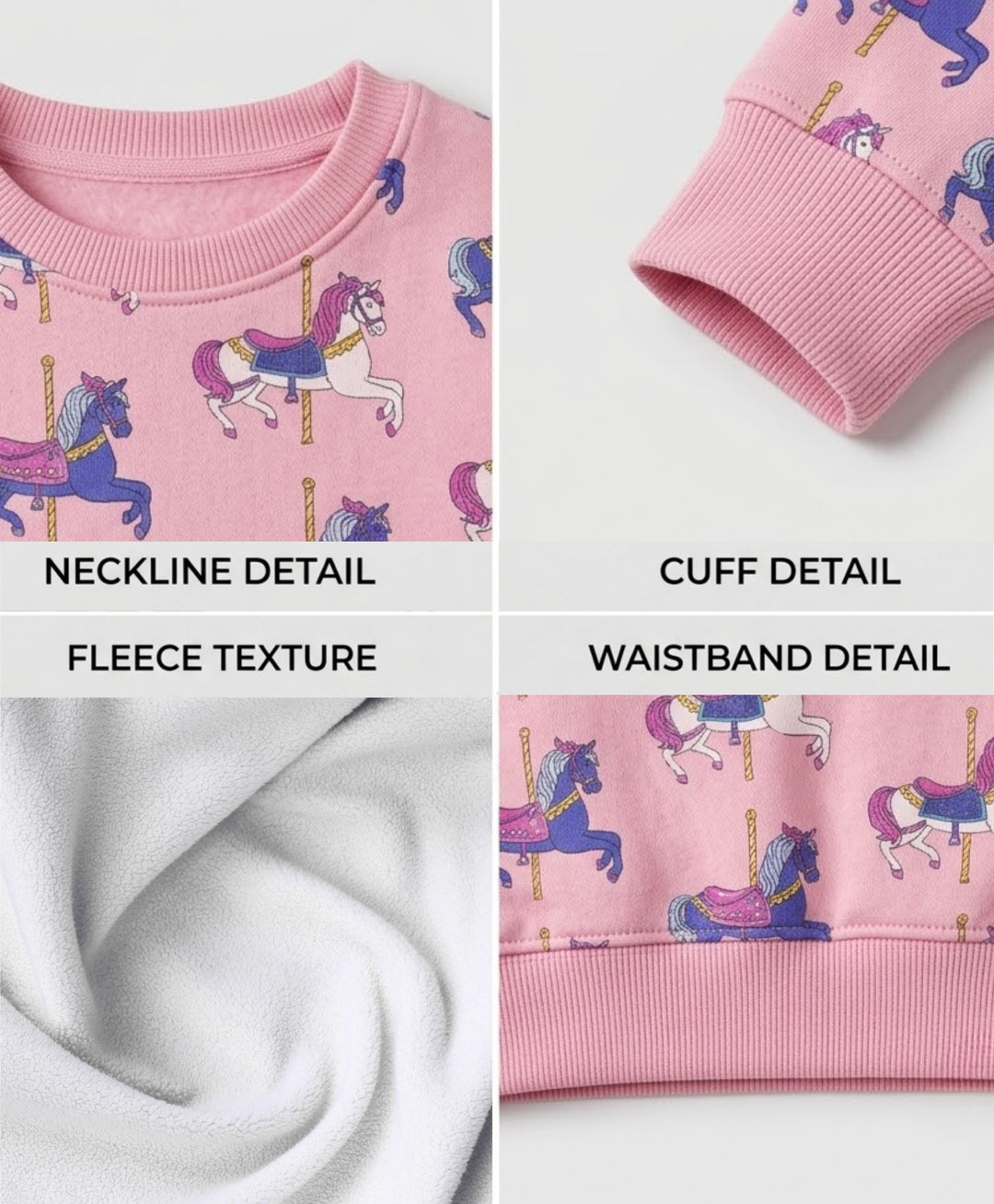 DANCING UNICORN GIRLS FLEECE SWEATSHIRT JOGGER SET - PINK