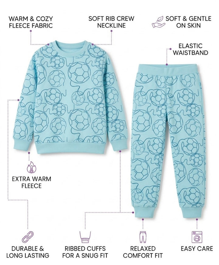 FOOTBALL FLEECE SWEATSHIRT JOGGER SET - SKY