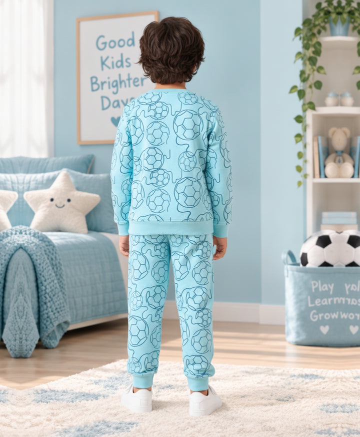 FOOTBALL FLEECE SWEATSHIRT JOGGER SET - SKY