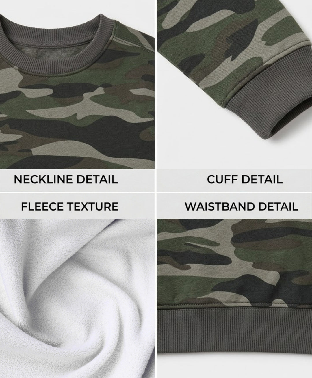 CAMO OLIVE FLEECE SWEATSHIRT JOGGER SET - OLIVE