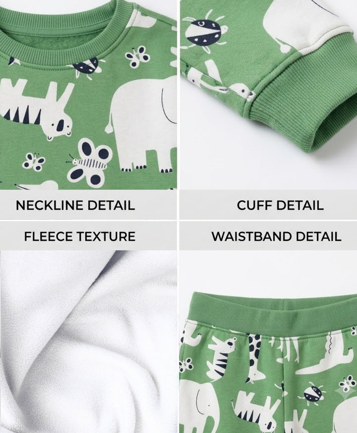 ANIMAL GREEN FLEECE GIRLS SWEATSHIRT JOGGER SET - GREEN