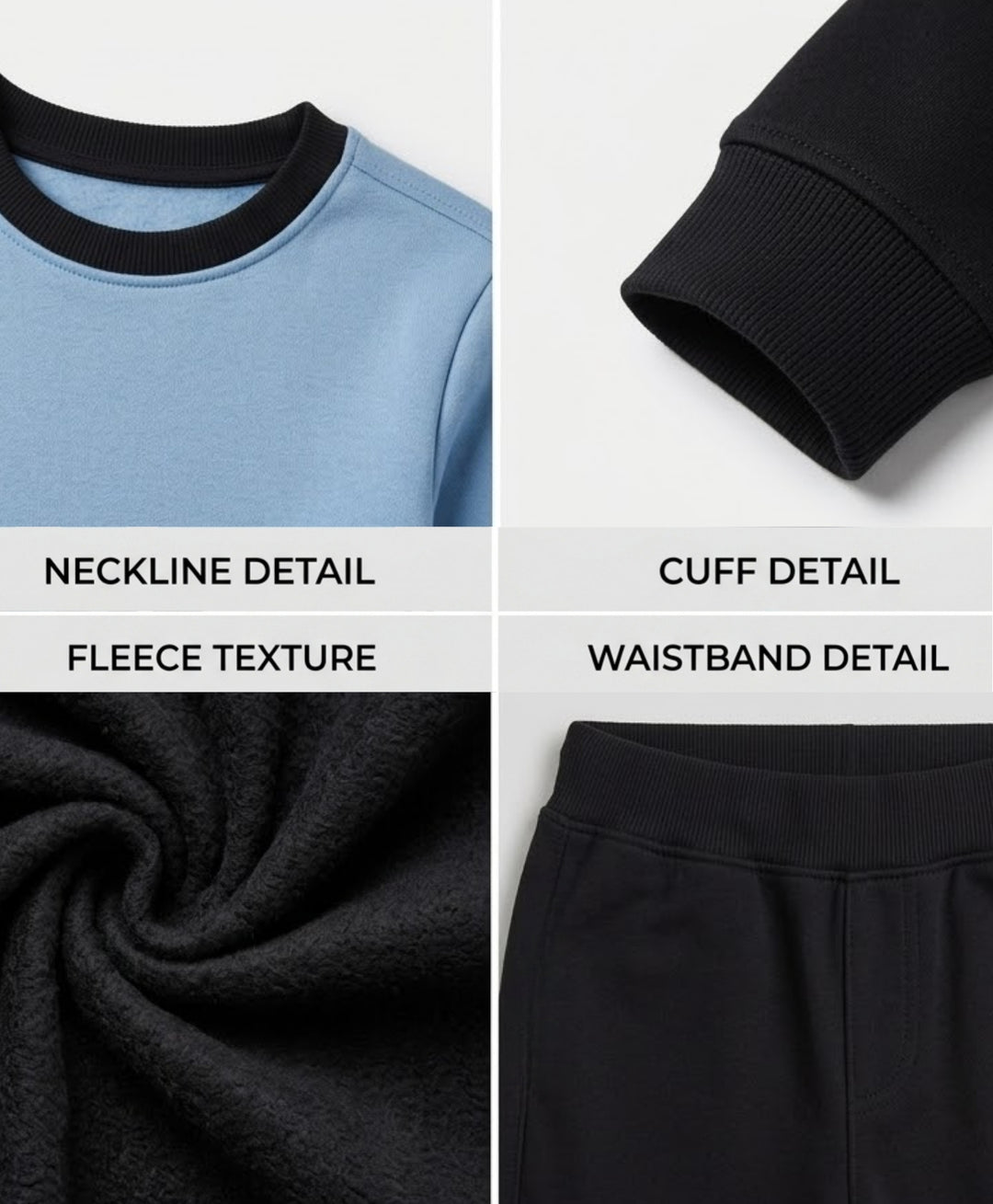 BLACK BLUE  BOYS FLEECE SWEATSHIRT JOGGER SET - BLACK