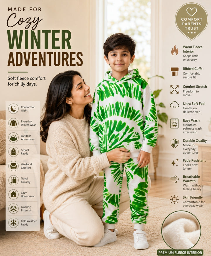 GREEN SWIRL FLEECE HOODIE JOGGER SET - GREEN