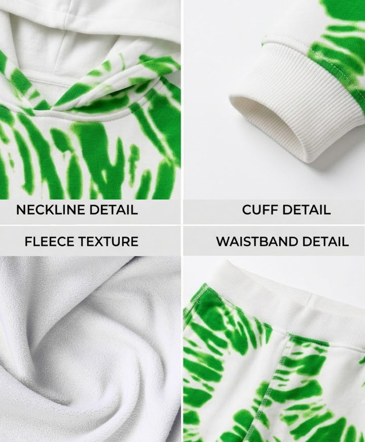 GREEN SWIRL FLEECE HOODIE JOGGER SET - GREEN