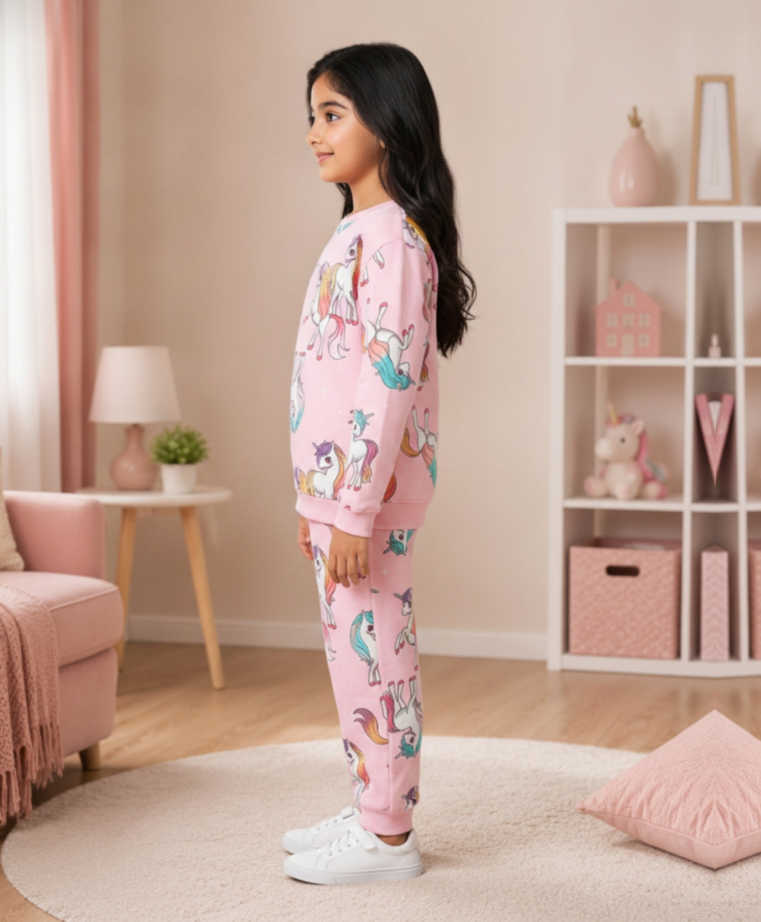 UNICORN STAR GIRLS FLEECE SWEATSHIRT JOGGER SET - PINK