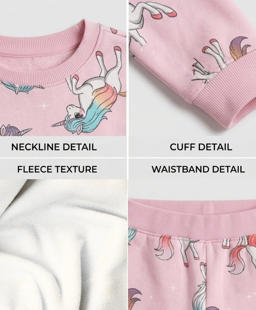 UNICORN STAR GIRLS FLEECE SWEATSHIRT JOGGER SET - PINK