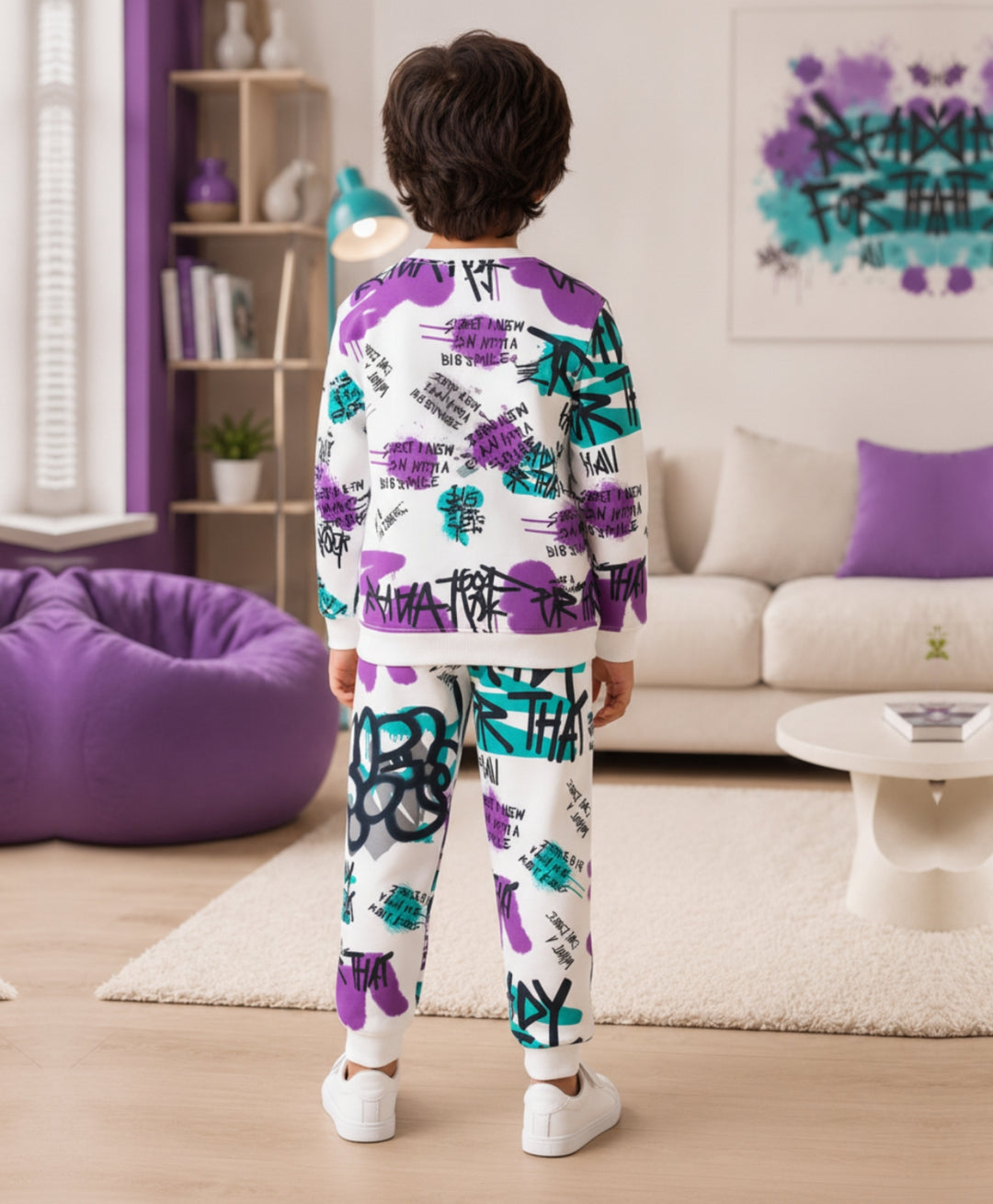 READY FOR THAT FLEECE SWEATSHIRT JOGGER SET - WHITE