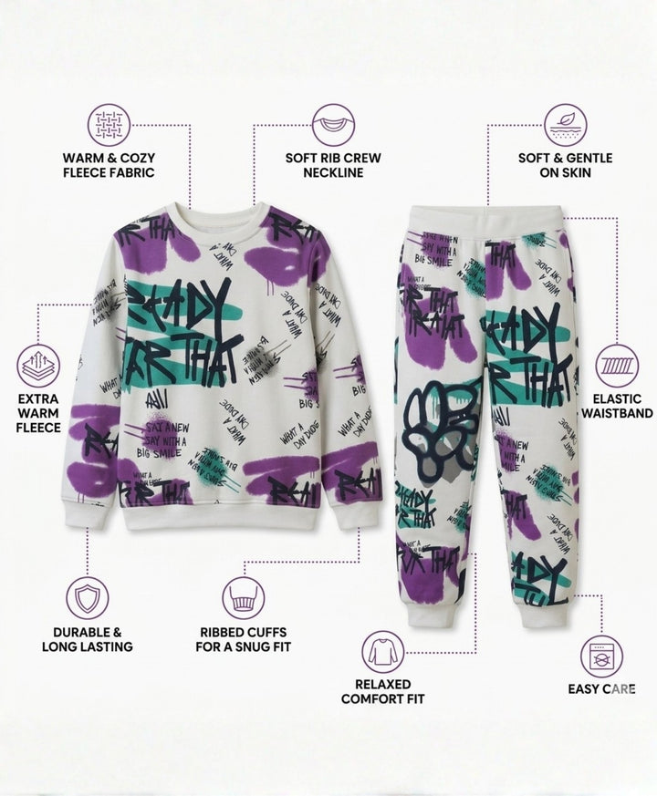 READY FOR THAT FLEECE SWEATSHIRT JOGGER SET - WHITE