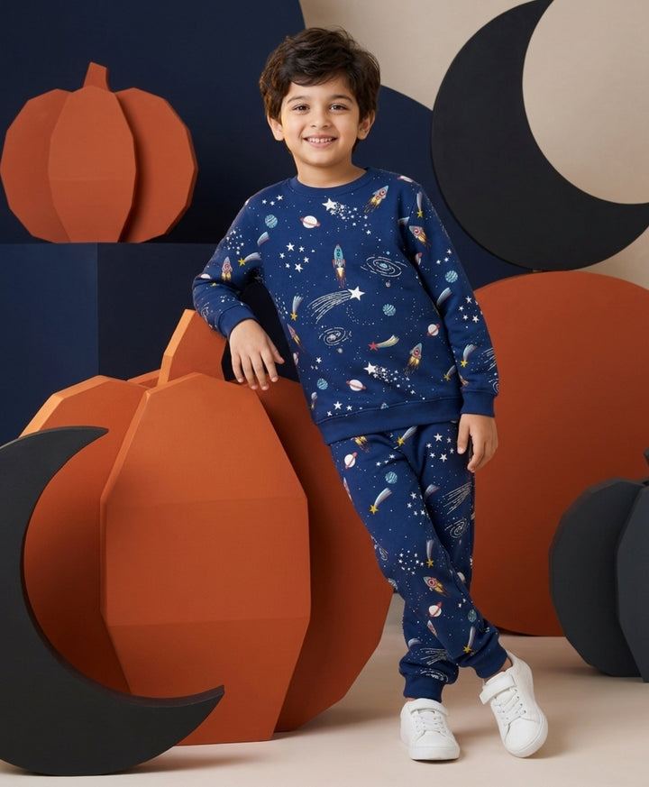 SOLAR DREAMS FLEECE SWEATSHIRT JOGGER SET - NAVY