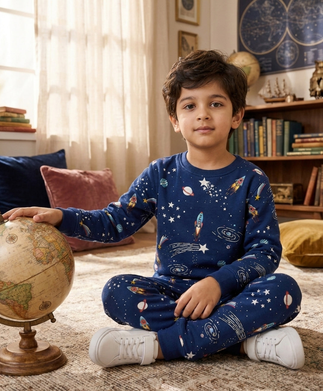 SOLAR DREAMS FLEECE SWEATSHIRT JOGGER SET - NAVY