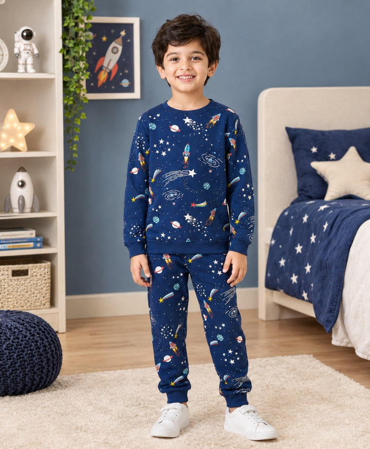 SOLAR DREAMS FLEECE SWEATSHIRT JOGGER SET - NAVY