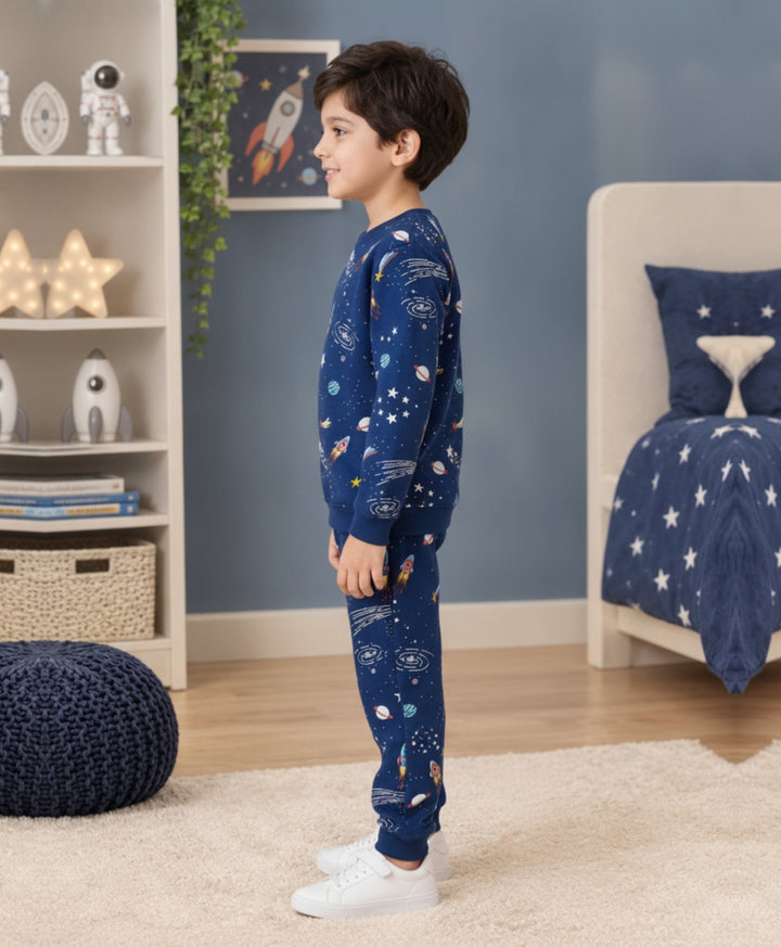 SOLAR DREAMS FLEECE SWEATSHIRT JOGGER SET - NAVY