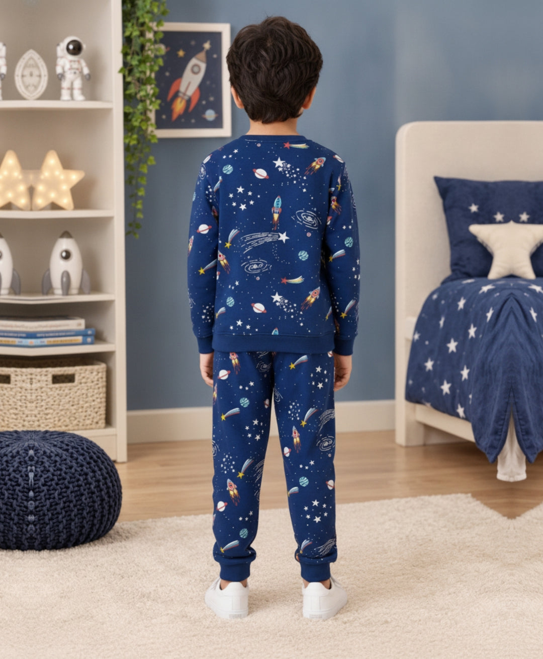 SOLAR DREAMS FLEECE SWEATSHIRT JOGGER SET - NAVY
