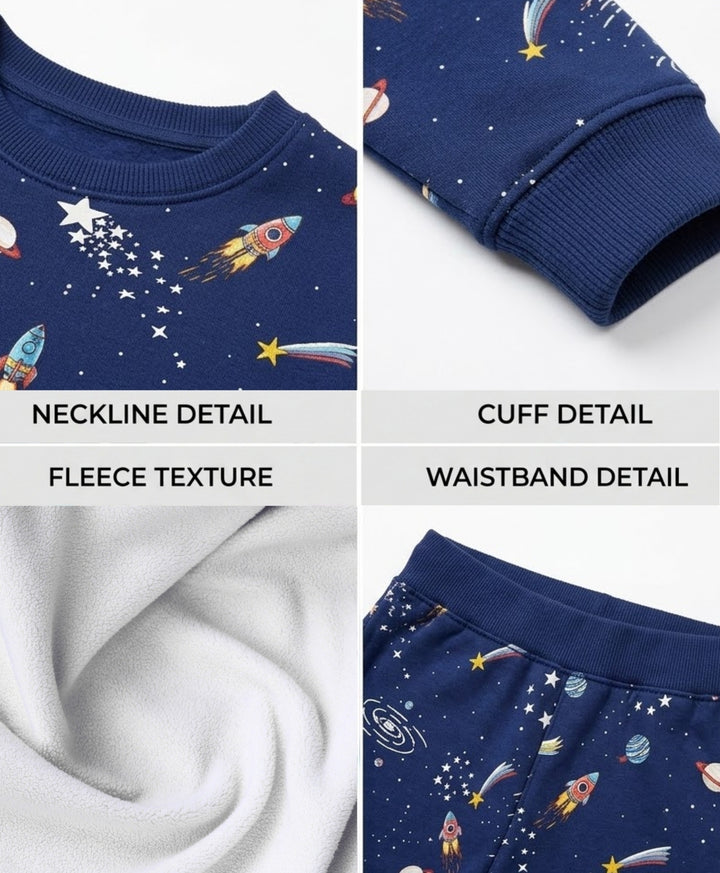 SOLAR DREAMS FLEECE SWEATSHIRT JOGGER SET - NAVY