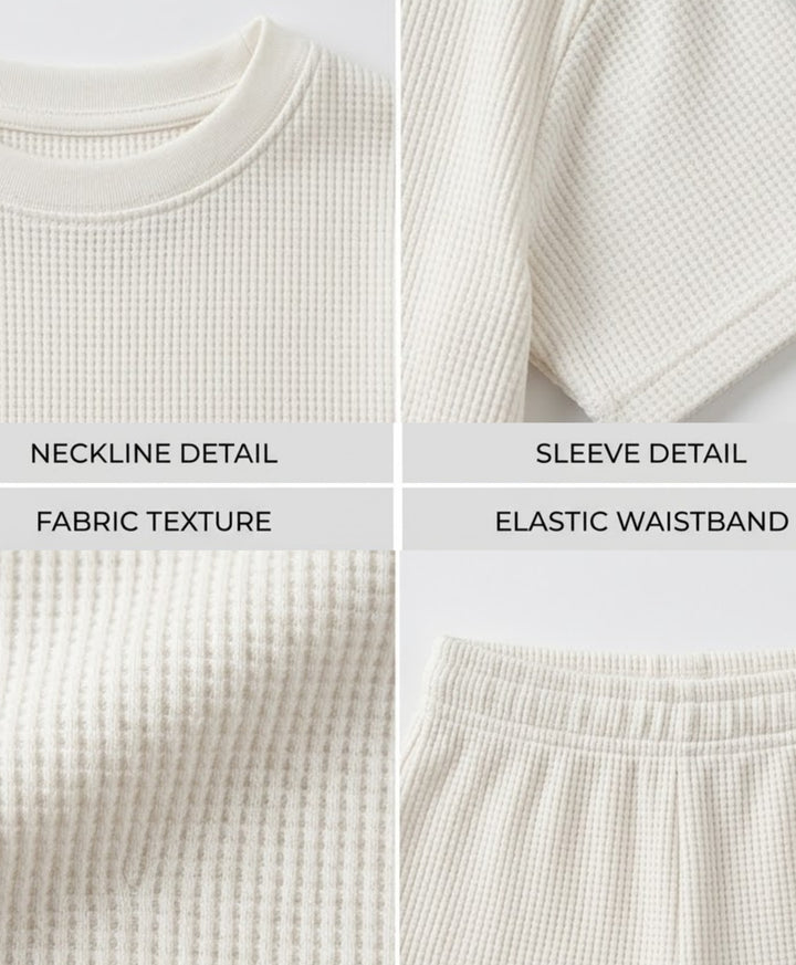 ESSENTIAL WHITE TEXTURED OVERSIZED T-SHIRT SHORTS SET - WHITE