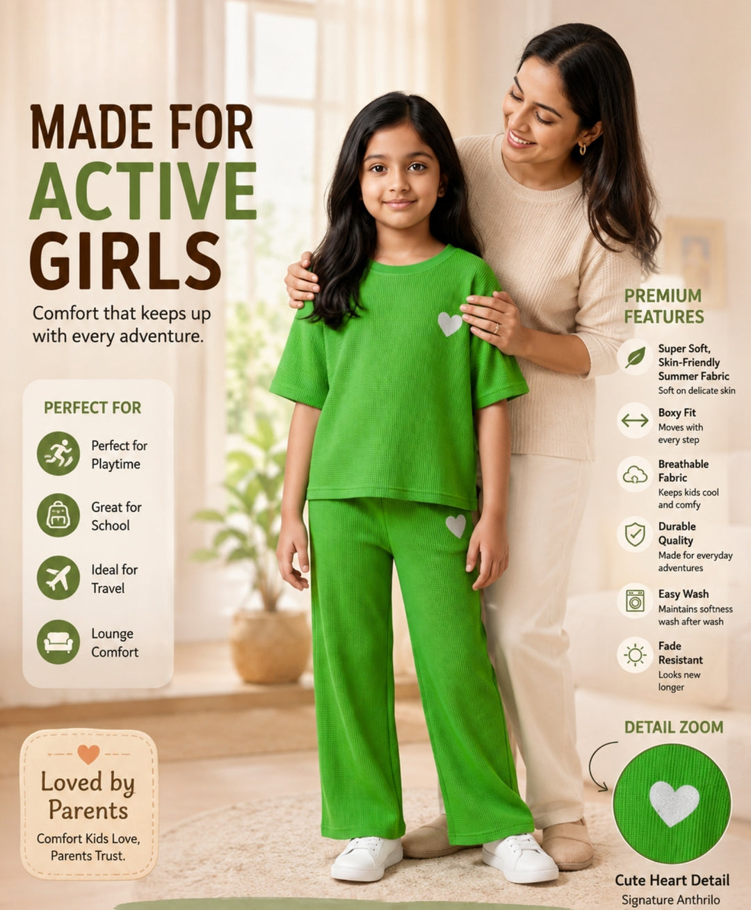 COOL GREEN ESSENTIAL OVERSIZED T-SHIRT JOGGER SET - GREEN