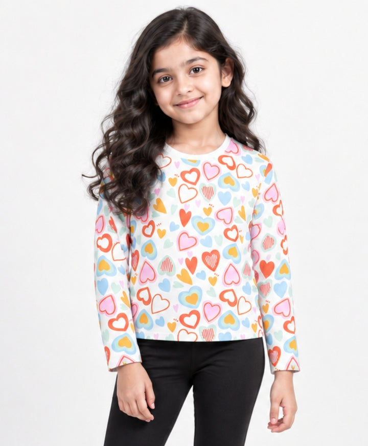 PINK BOW, BLACK BOW, HEART PRINT, BLACK LONG SLEEVE T-SHIRT (PACK OF 4)