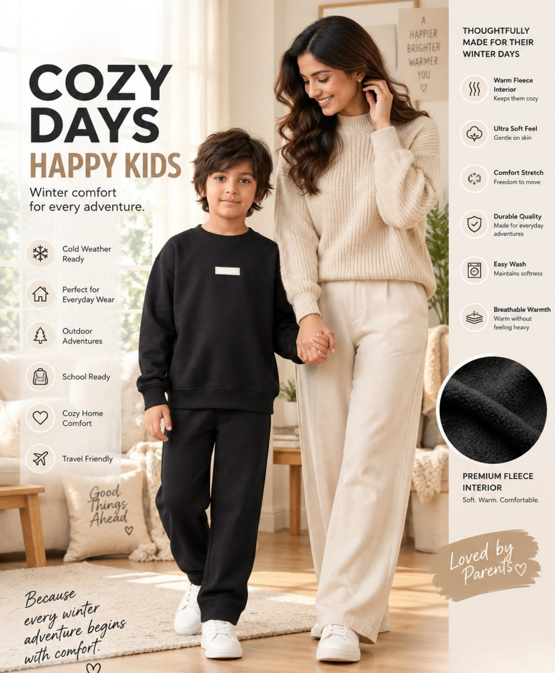 ESSENTIAL BLACK SWEATSHIRT JOGGER SET -BLACK