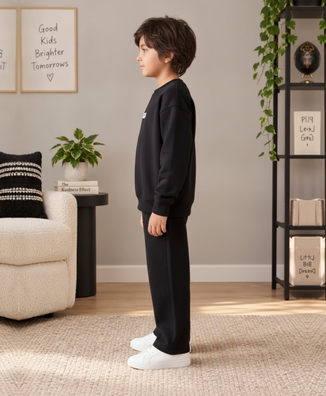 ESSENTIAL BLACK SWEATSHIRT JOGGER SET -BLACK