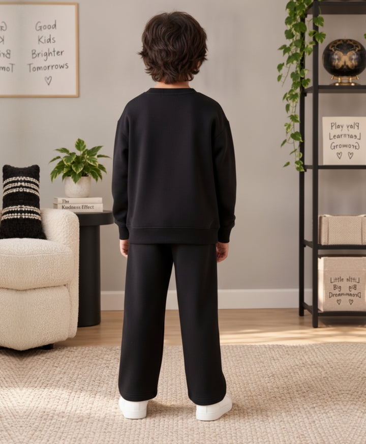 ESSENTIAL BLACK SWEATSHIRT JOGGER SET -BLACK