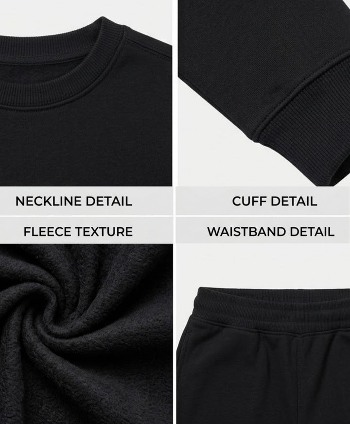 ESSENTIAL BLACK SWEATSHIRT JOGGER SET -BLACK