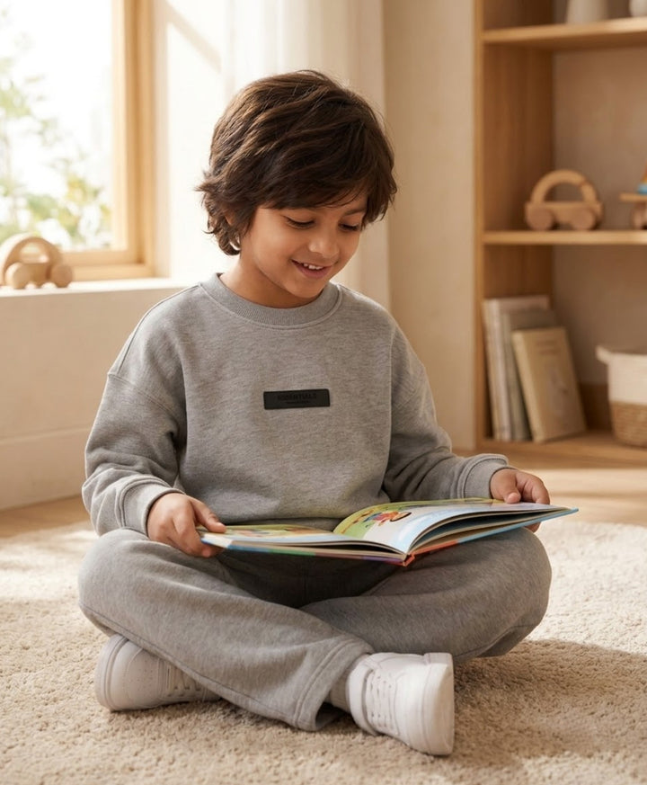 ESSENTIAL GREY SWEATSHIRT JOGGER SET - GREY