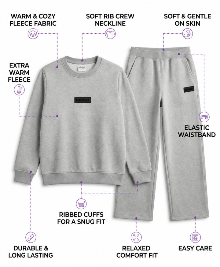 ESSENTIAL GREY SWEATSHIRT JOGGER SET - GREY