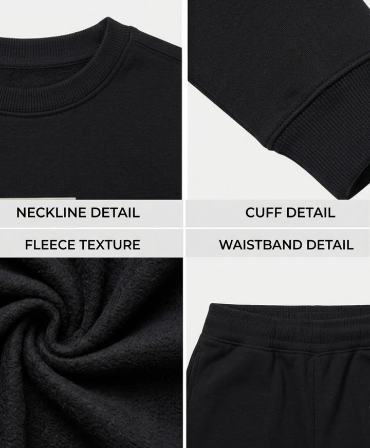 ESSENTIAL BLACK GIRLS SWEATSHIRT JOGGER SET - BLACK