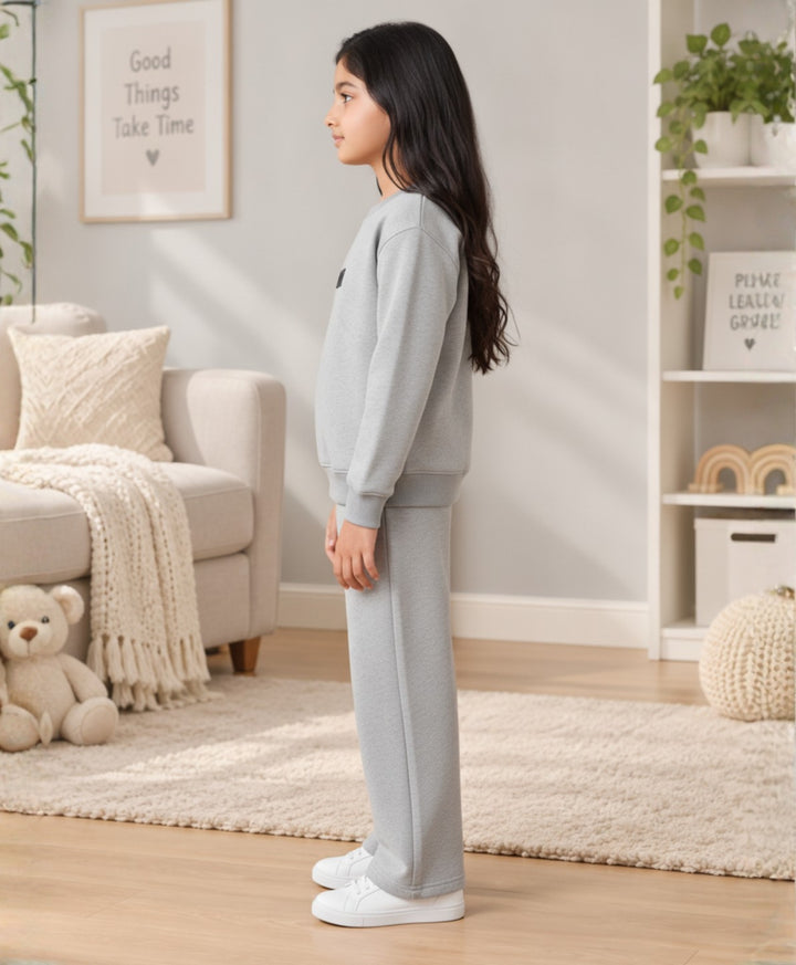 ESSENTIAL GREY GIRLS SWEATSHIRT JOGGER SET - GREY