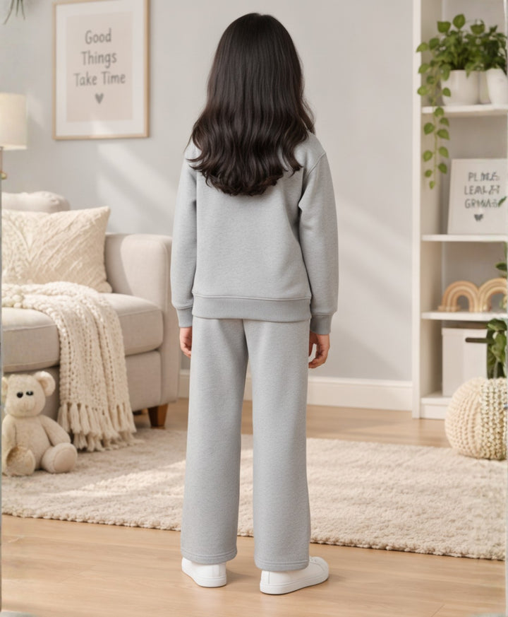 ESSENTIAL GREY GIRLS SWEATSHIRT JOGGER SET - GREY