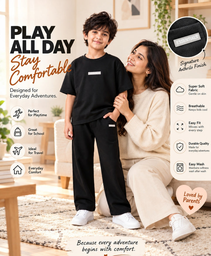 MINIMAL MATTER BLACK BOYS JOGGER SET - BLACK