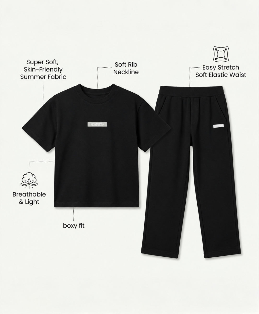 MINIMAL MATTER BLACK BOYS JOGGER SET - BLACK