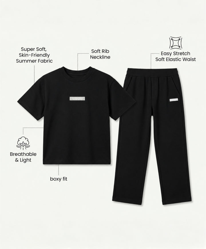 MINIMAL MATTER BLACK BOYS JOGGER SET - BLACK