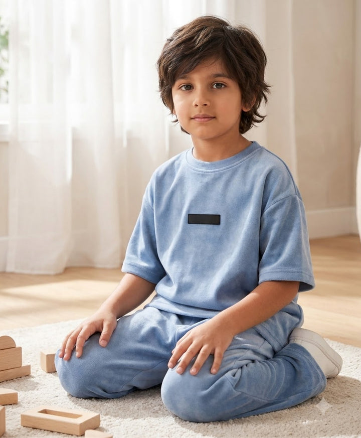 ESSENTIAL MINIMAL MATTER BLUE BOYS SUMMER JOGGER SET - BLUE