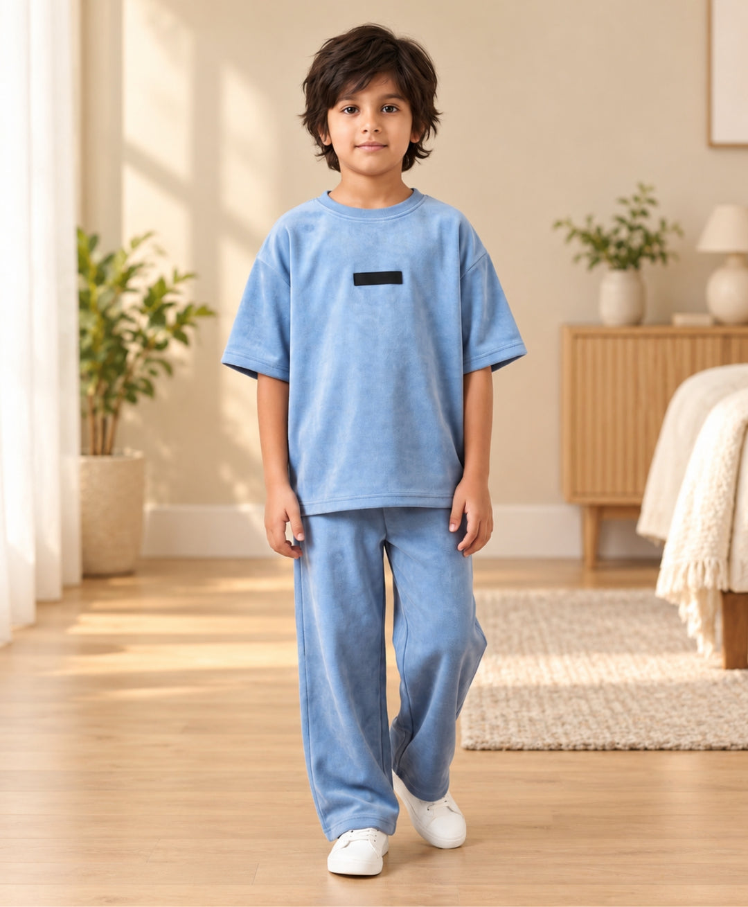 ESSENTIAL MINIMAL MATTER BLUE BOYS SUMMER JOGGER SET - BLUE