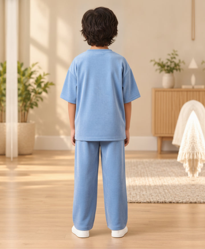 ESSENTIAL MINIMAL MATTER BLUE BOYS SUMMER JOGGER SET - BLUE
