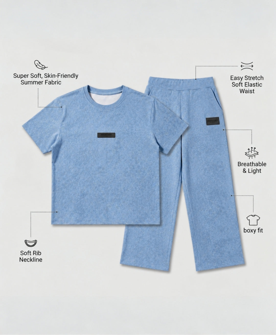 ESSENTIAL MINIMAL MATTER BLUE BOYS SUMMER JOGGER SET - BLUE