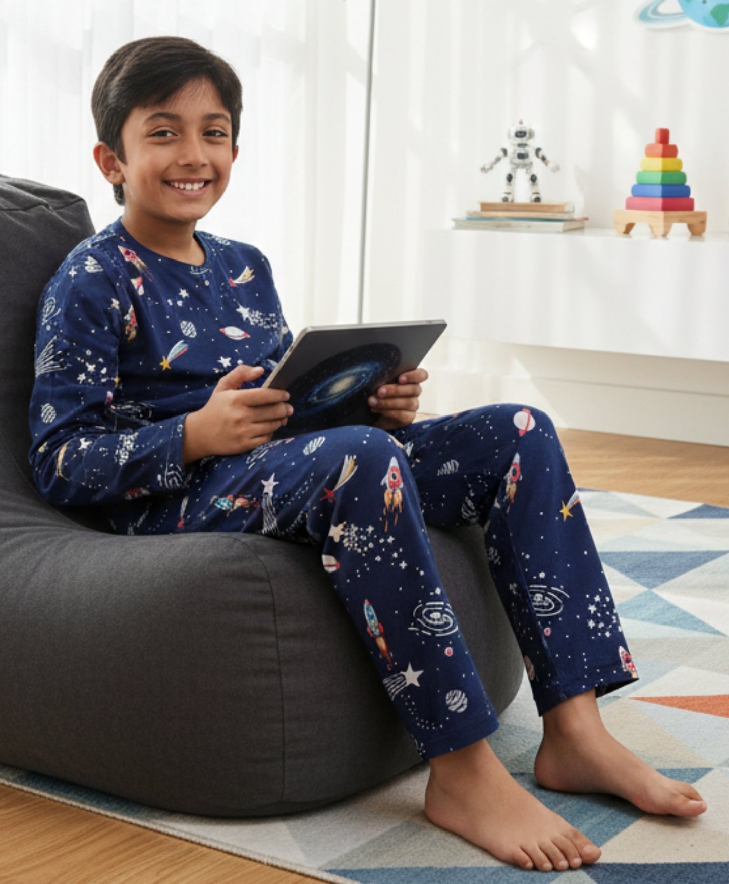 SOLAR SYSTEM DREAMS LONG SLEEVES PYJAMA SET - BLUE