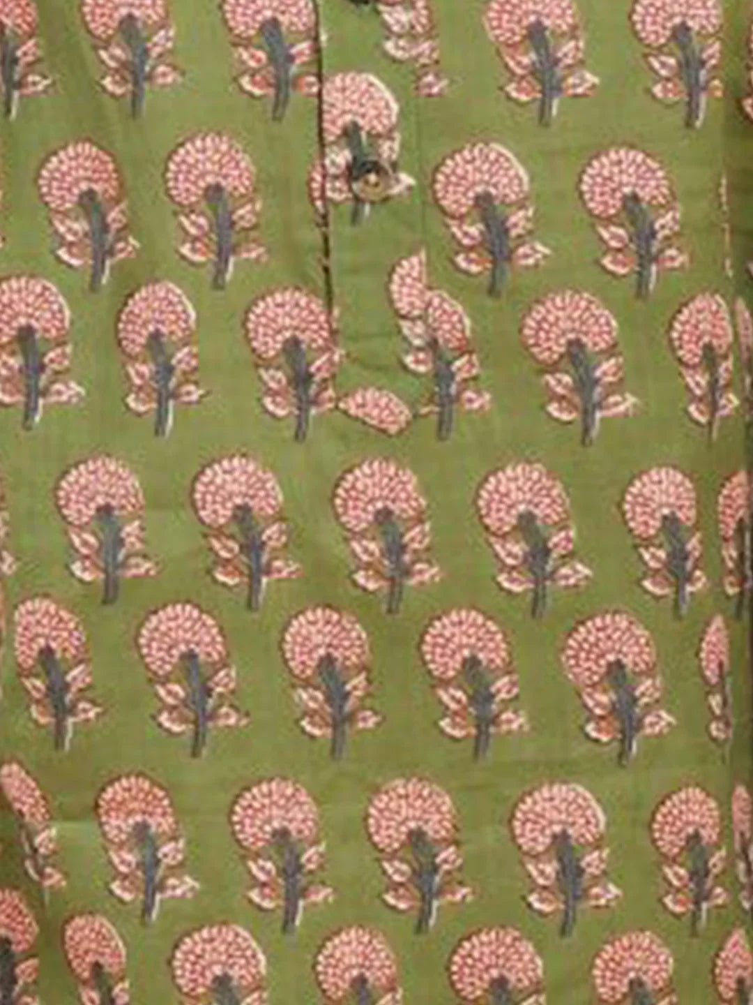 GREEN FLORAL PRINT PURE COTTON KURTA - GREEN