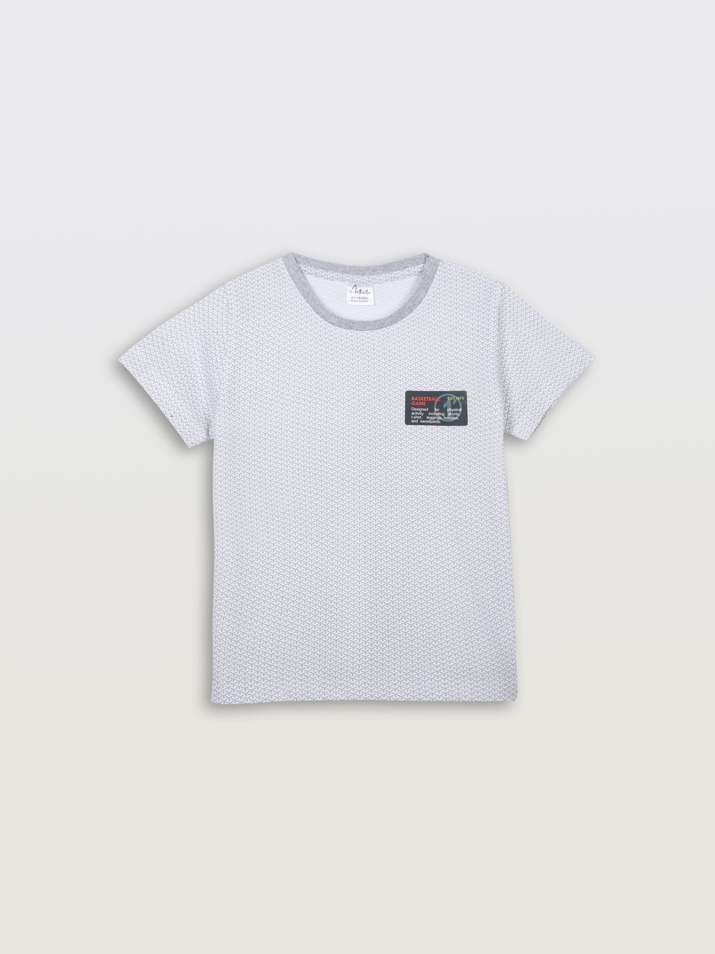 BASKETBALL GAME SHORT SLEEVE BOYS T-SHIRT - WHITE - Anthrilo 