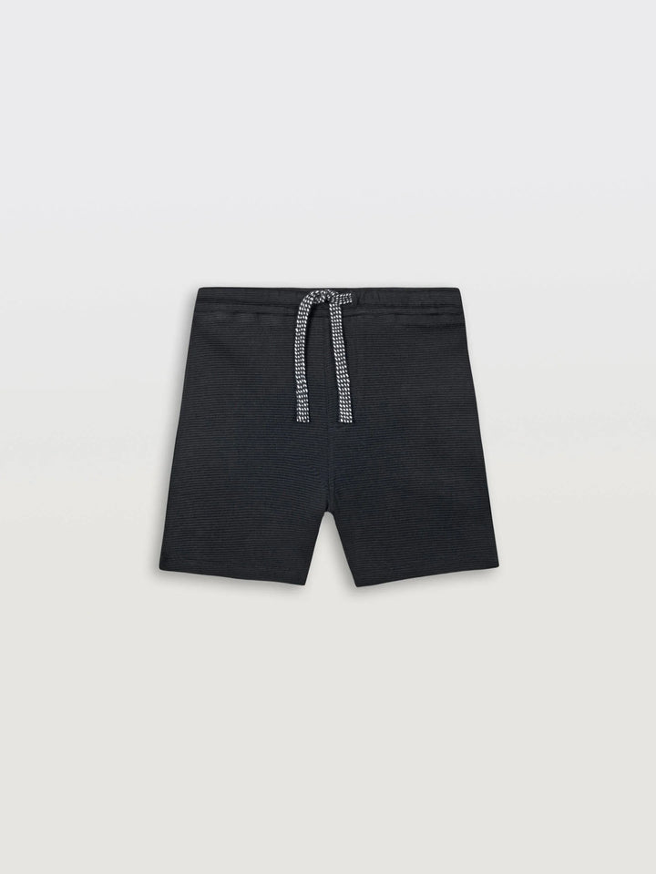 BLACK TEXTURE STRIPE BOYS SHORTS - BLACK - Anthrilo 