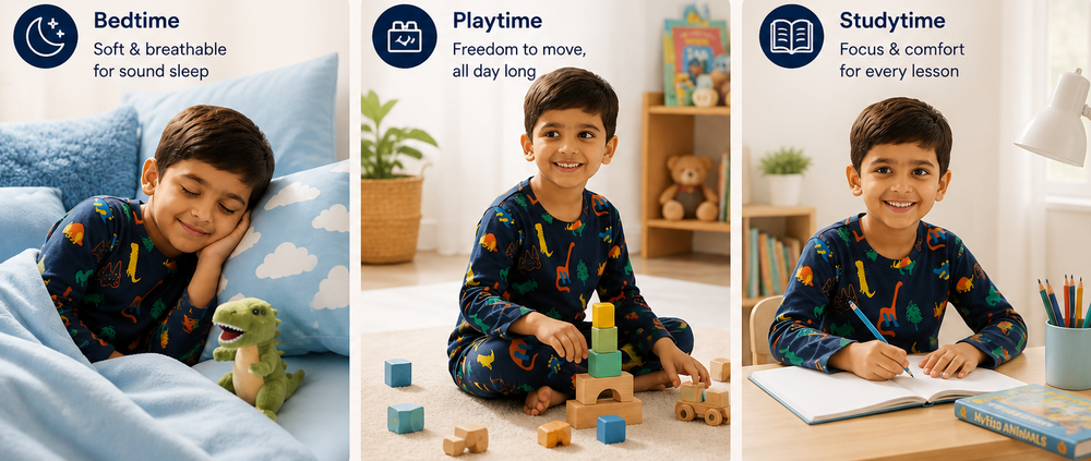 A Long Sleeves Pyjama Sets - Sleepwear for AC Rooms